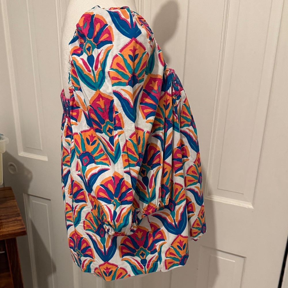 Printfresh Multicolor Floral Boho Blouse Puff Sle… - image 5